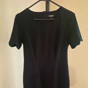 Scallop sheath dress LBD midi length